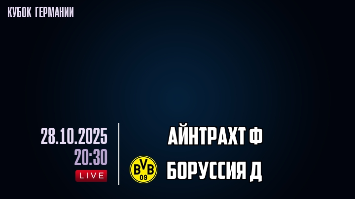 Айнтрахт Ф — Боруссия Д, смотреть онлайн 28 октября 2025
