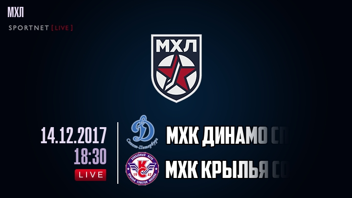 МХК Динамо Спб — МХК Крылья Советов, смотреть онлайн 14 декабря 2017