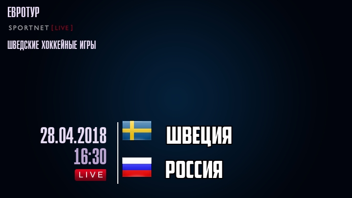 Швеция - Россия - смотреть онлайн 28 апреля 2018