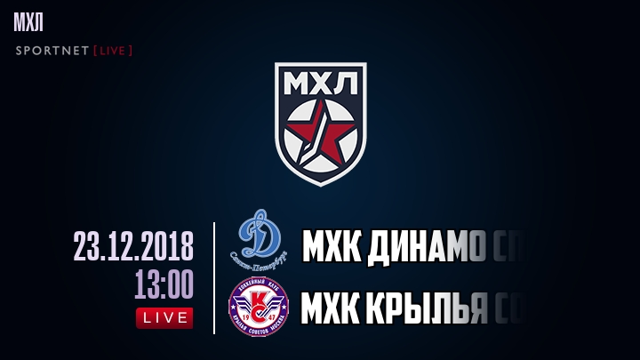 МХК Динамо СПб — МХК Крылья Советов, смотреть онлайн 23 декабря 2018