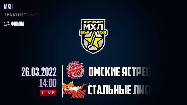 Омские Ястребы — Стальные Лисы, смотреть онлайн 26 марта 2022