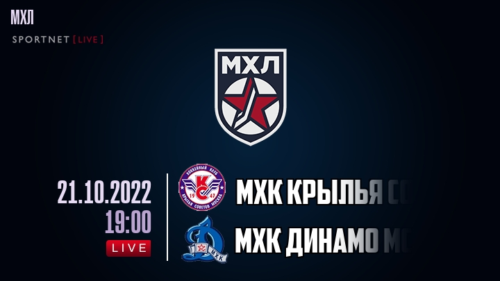 МХК Крылья Советов — МХК Динамо Мск, смотреть онлайн 21 октября 2022