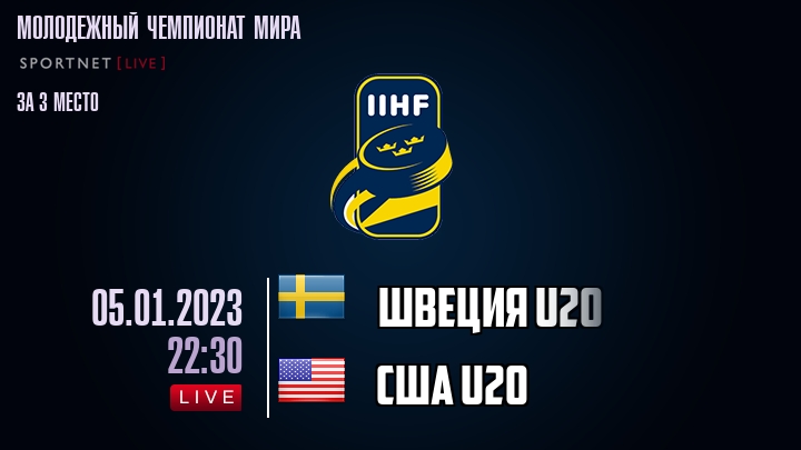 Швеция U20 — США U20, смотреть онлайн 5 января 2023