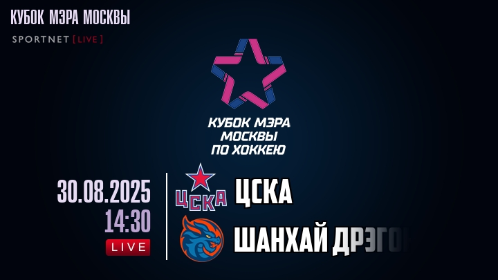 ЦСКА — Шанхай Дрэгонс, смотреть онлайн 30 августа 2025
