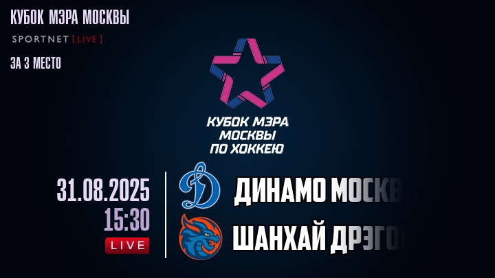 Динамо Москва — Шанхай Дрэгонс, смотреть онлайн 31 августа 2025