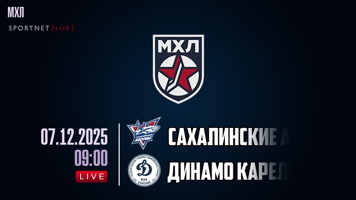 Сахалинские Акулы — Динамо Карелия, смотреть онлайн 7 декабря 2025