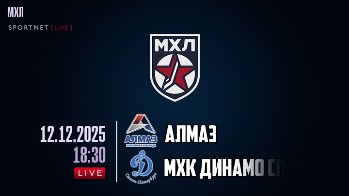 Алмаз — МХК Динамо Спб, смотреть онлайн 12 декабря 2025