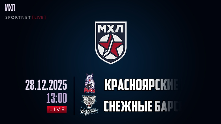 Красноярские Рыси — Снежные Барсы, смотреть онлайн 28 декабря 2025