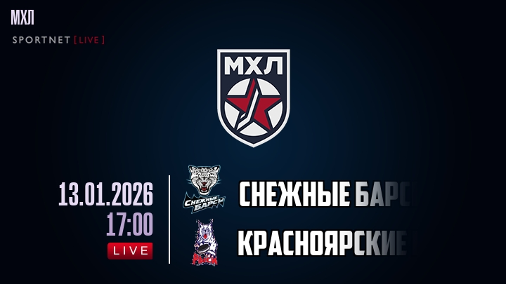Снежные Барсы — Красноярские Рыси, смотреть онлайн 13 января 2026