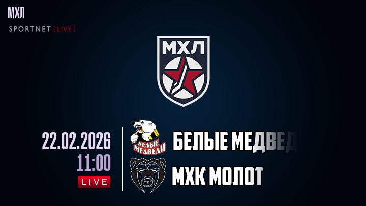 Белые Медведи — МХК Молот, смотреть онлайн 22 февраля 2026