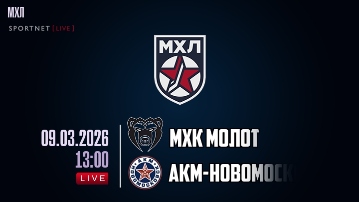 МХК Молот — АКМ-Новомосковск, смотреть онлайн 9 марта 2026