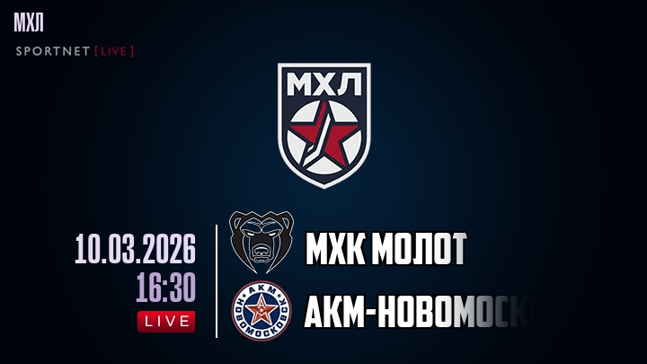 МХК Молот — АКМ-Новомосковск, смотреть онлайн 10 марта 2026