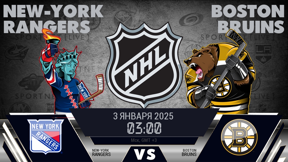 Нью-Йорк Рейнджерс - Бостон Брюинз хайлайты 2025-01-03