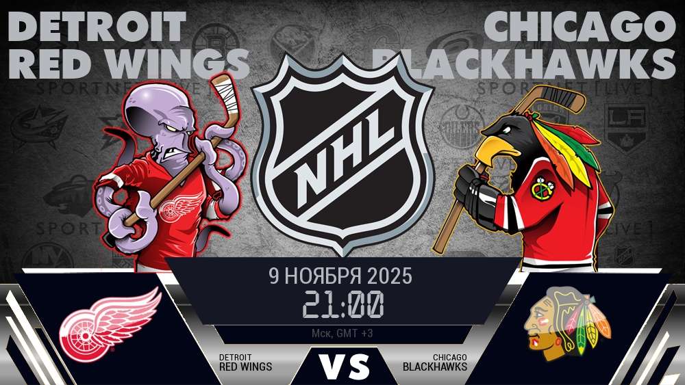 Детройт Ред Уингз - Чикаго Блэкхокс хайлайты 2025-11-09