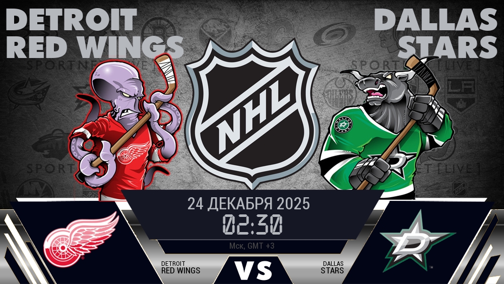 Детройт Ред Уингз - Даллас Старз хайлайты 2025-12-24