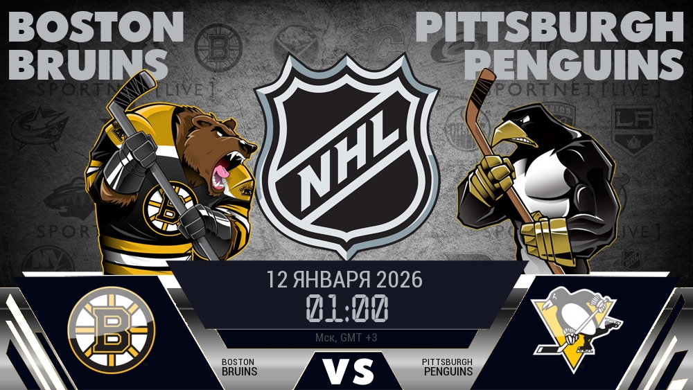 Бостон Брюинз - Питтсбург Пингвинз хайлайты 2026-01-12